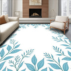 Teal Leafy Vine Border Design Rug