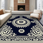 Cream Starburst Floral Motif Rug