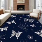 White Butterfly And Starburst Pattern Rug