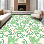 Green Leafy Vine Floral Design Rug