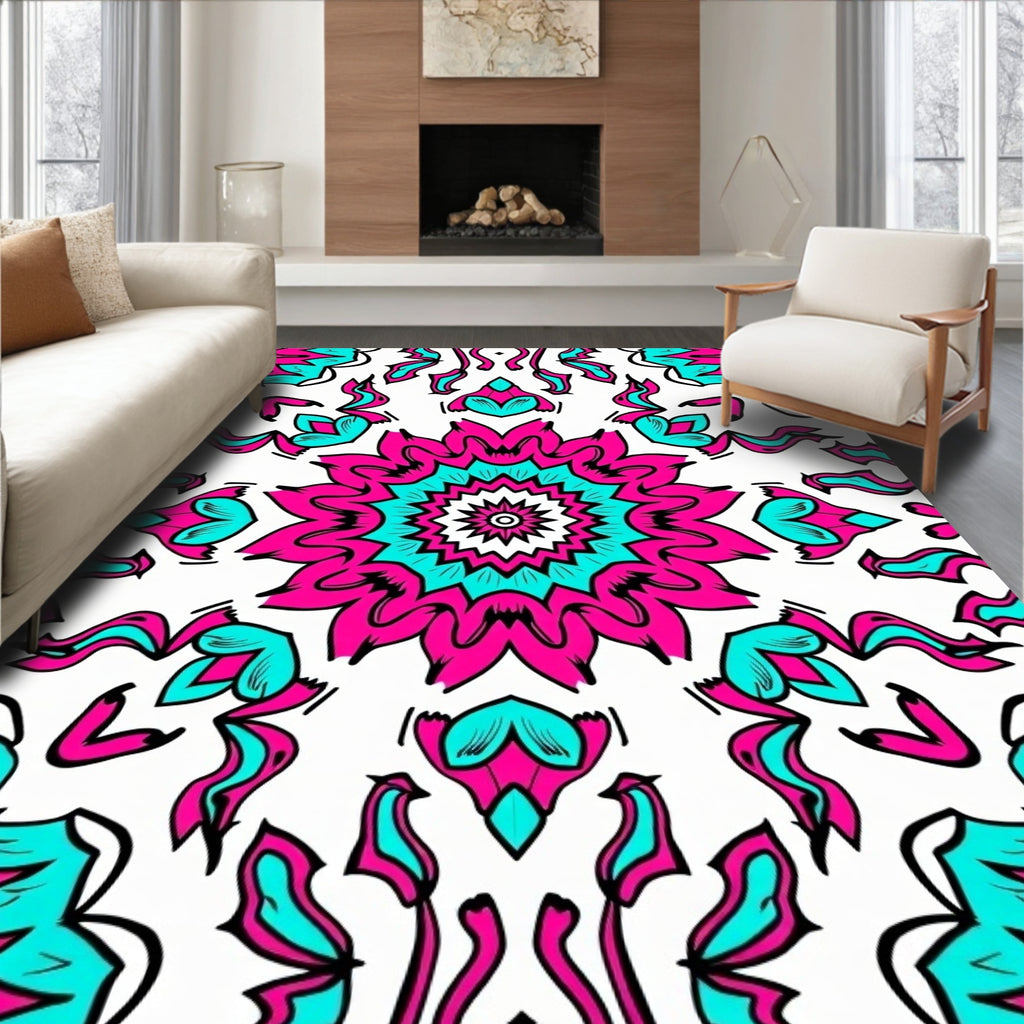 Vibrant Mandala Floral Pattern Design Rug
