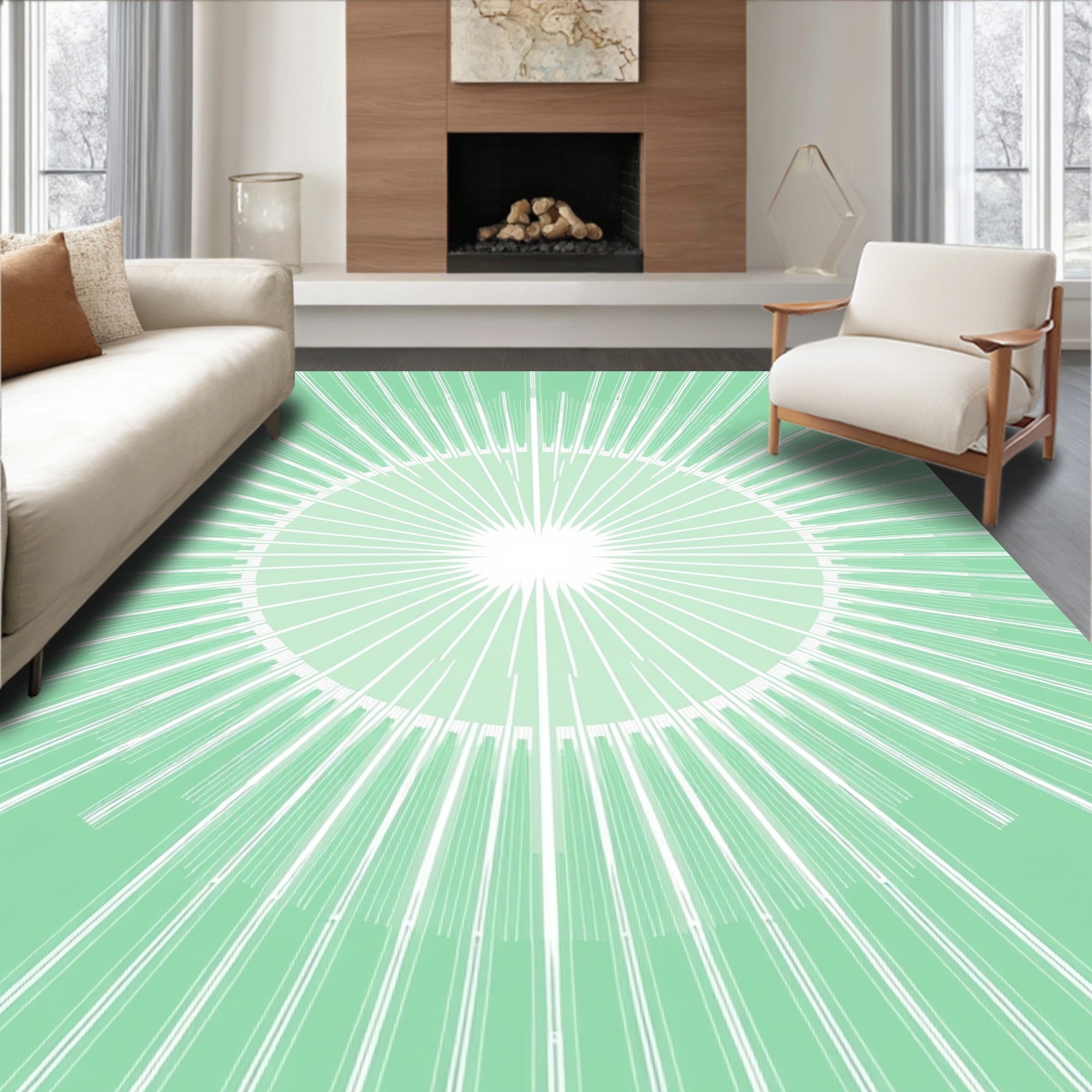 Mint Green Sunburst Radiance Rug