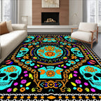 Skull Floral Pattern Rug