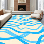 Flowing Blue Wave Pattern Rug