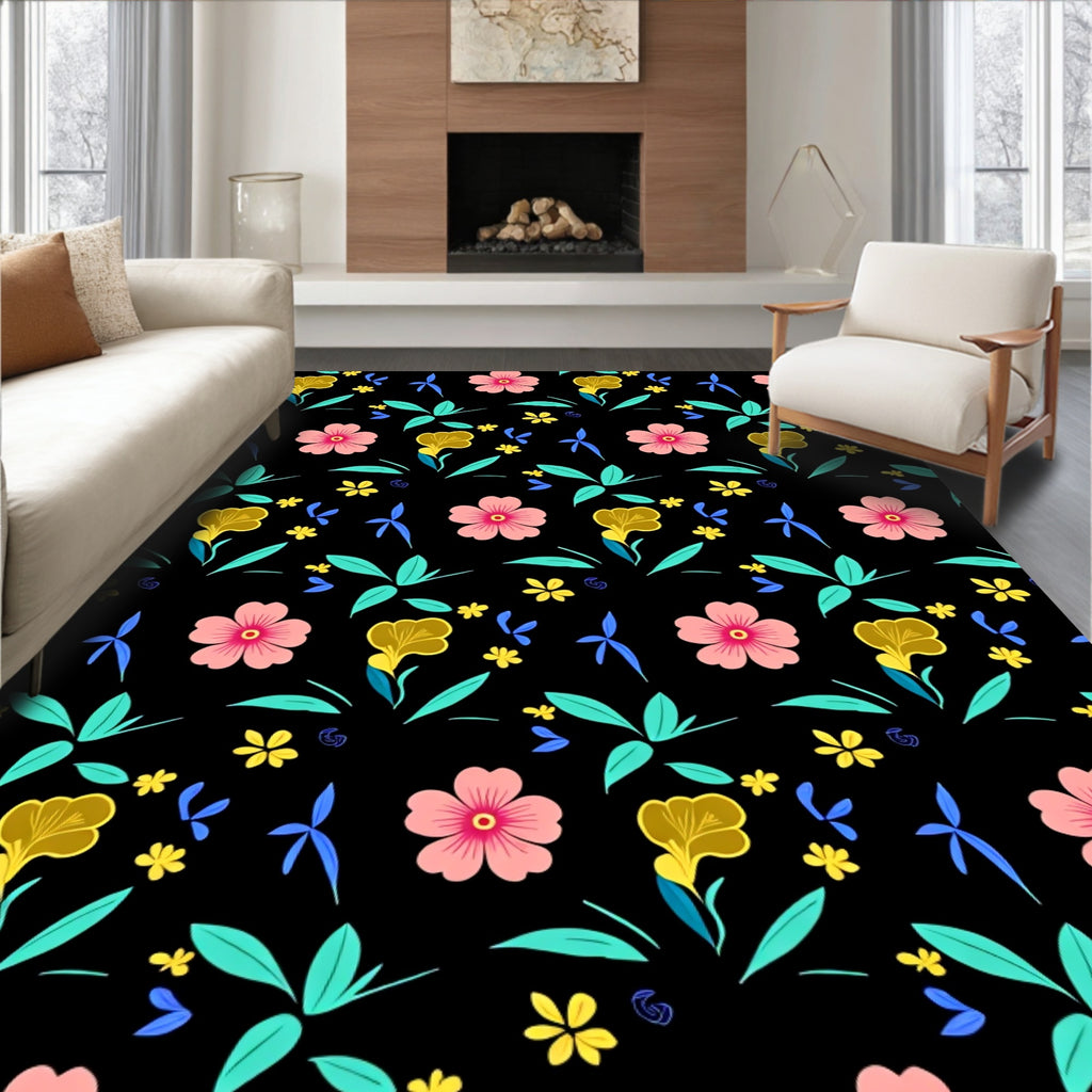 Vibrant Floral Tropical Pattern Rug