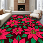 Vibrant Fuchsia Flower Pattern Rug
