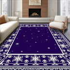 Winter Snowflake And Star Pattern Rug