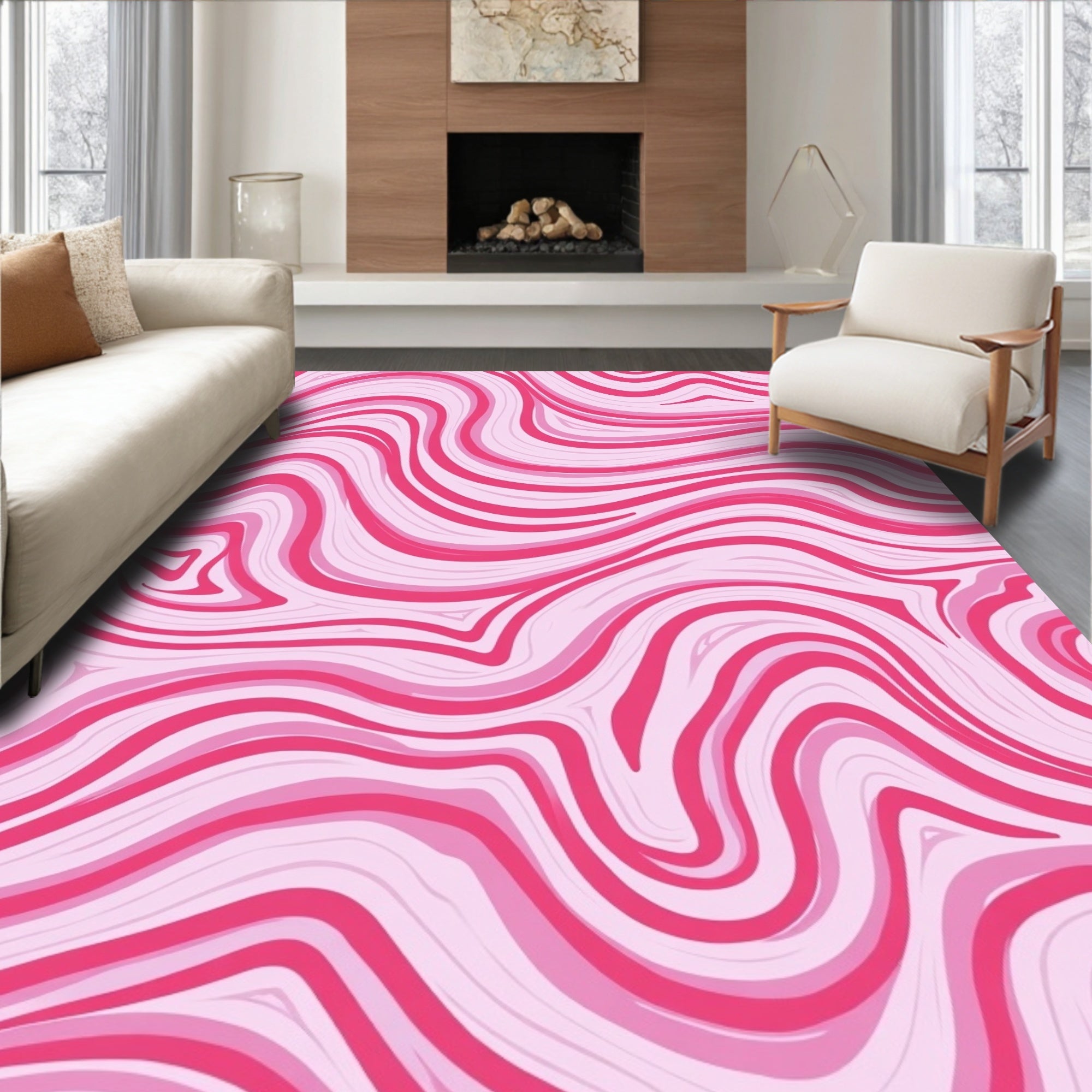Pink Swirls Pattern Design Rug
