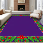 Floral Berry Leaf Border Design Rug