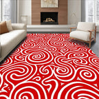 Crimson White Swirl Pattern Rug