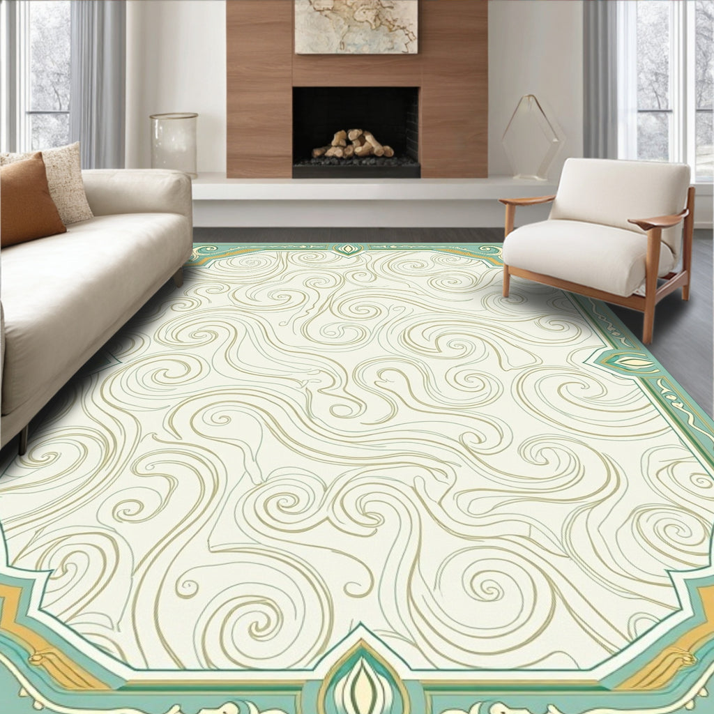 Elegant Swirl Abstract Border Design Rug
