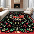 Festive Red Sleigh Floral Garland Rug