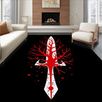 Crimson branches on white blade Rug