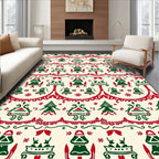 Festive Trees Red Green Scandinavian Rug