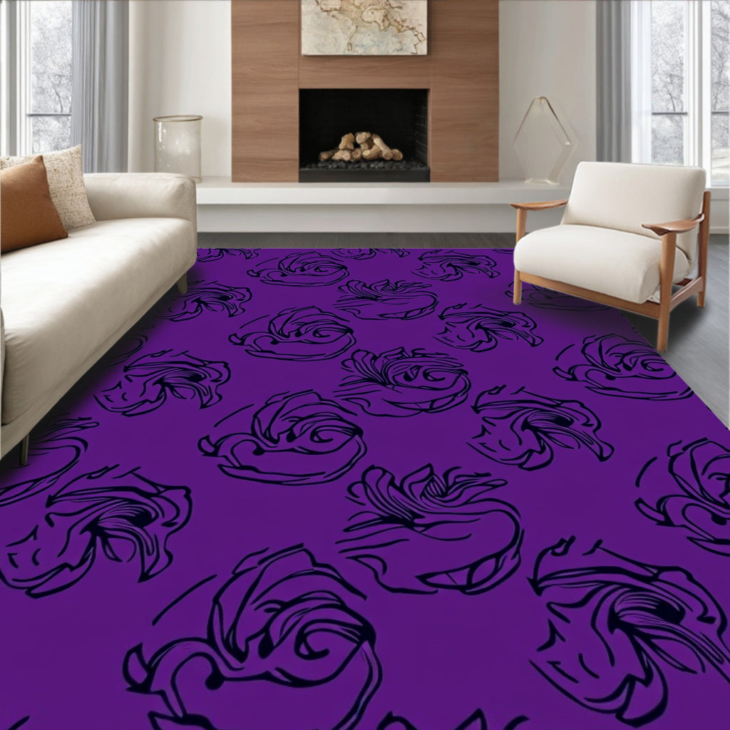 Bold Floral Sketch Purple Rug