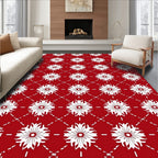 Red Floral Lattice Pattern Rug