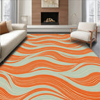 Orange Teal Wavy Abstract Design Rug