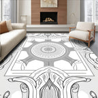 Intricate Grey Floral Medallion Pattern Rug