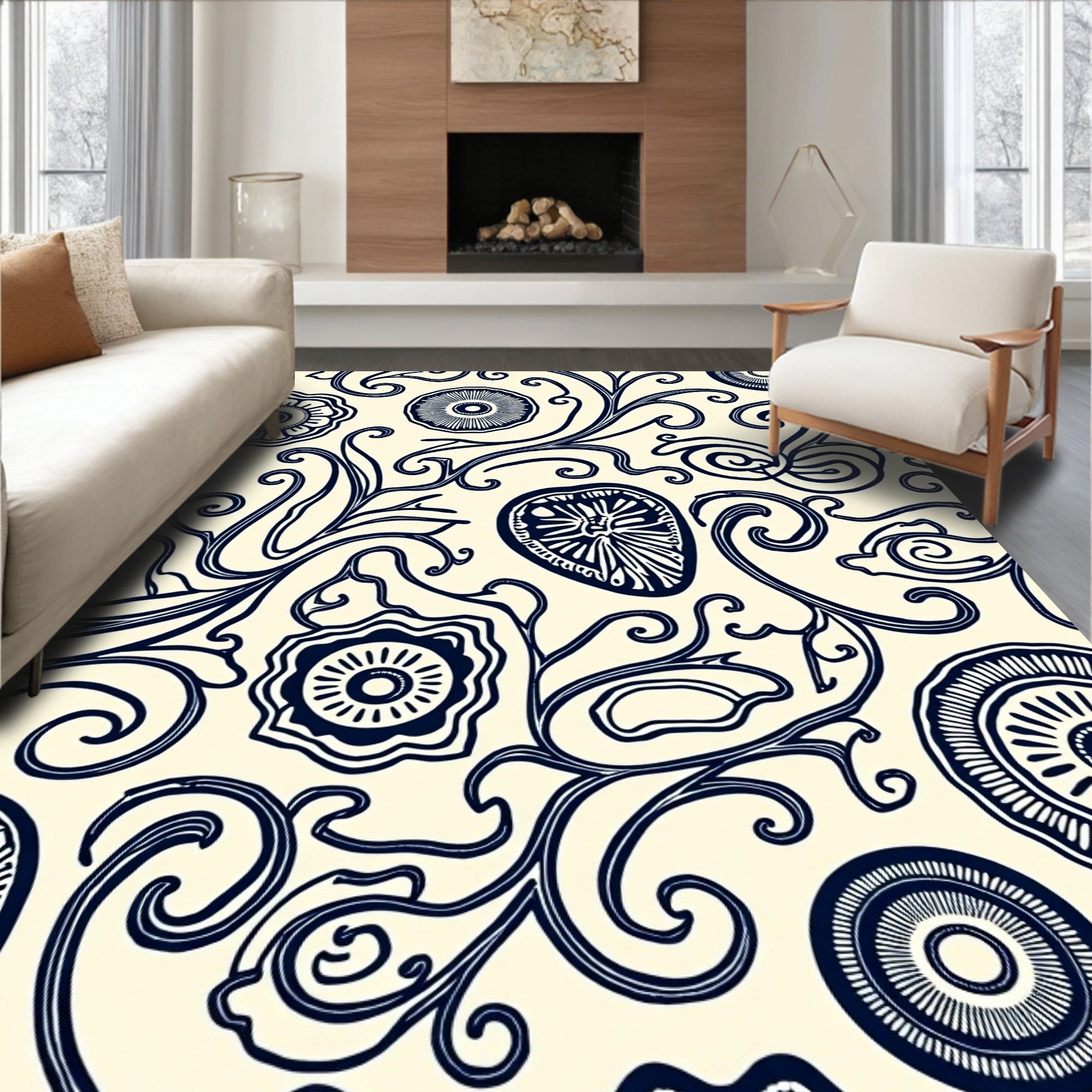 Classic Floral Vine Pattern Rug