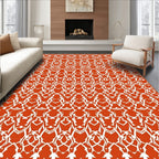 Traditional Orange White Intricate Pattern Rug