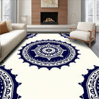 Indigo Cream Mandala Design Rug