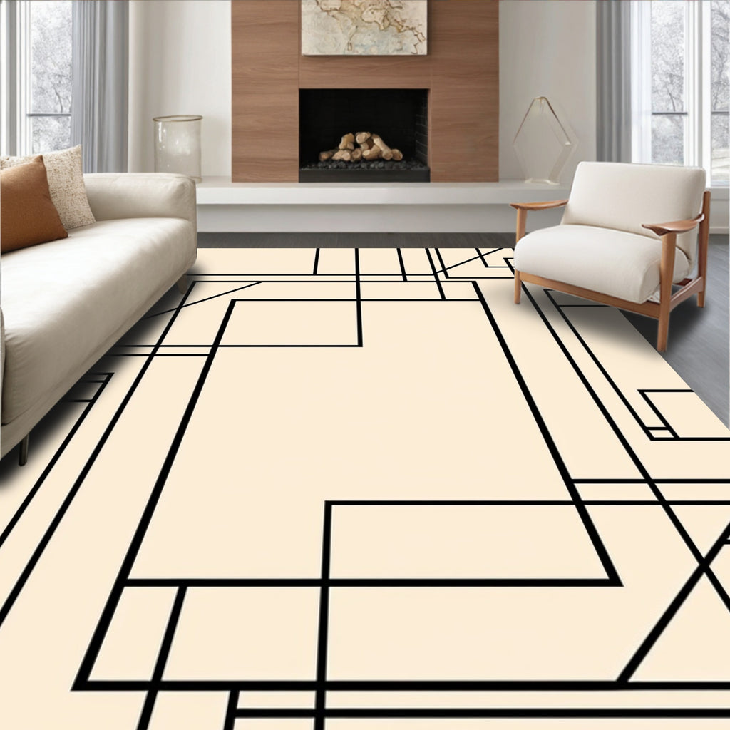 Modern Geometric Line Art Design Rug