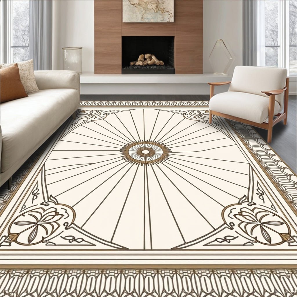 Radiant Sunburst Elegant Outline Rug