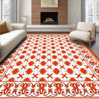 Orange Floral Lattice Classic Design Rug