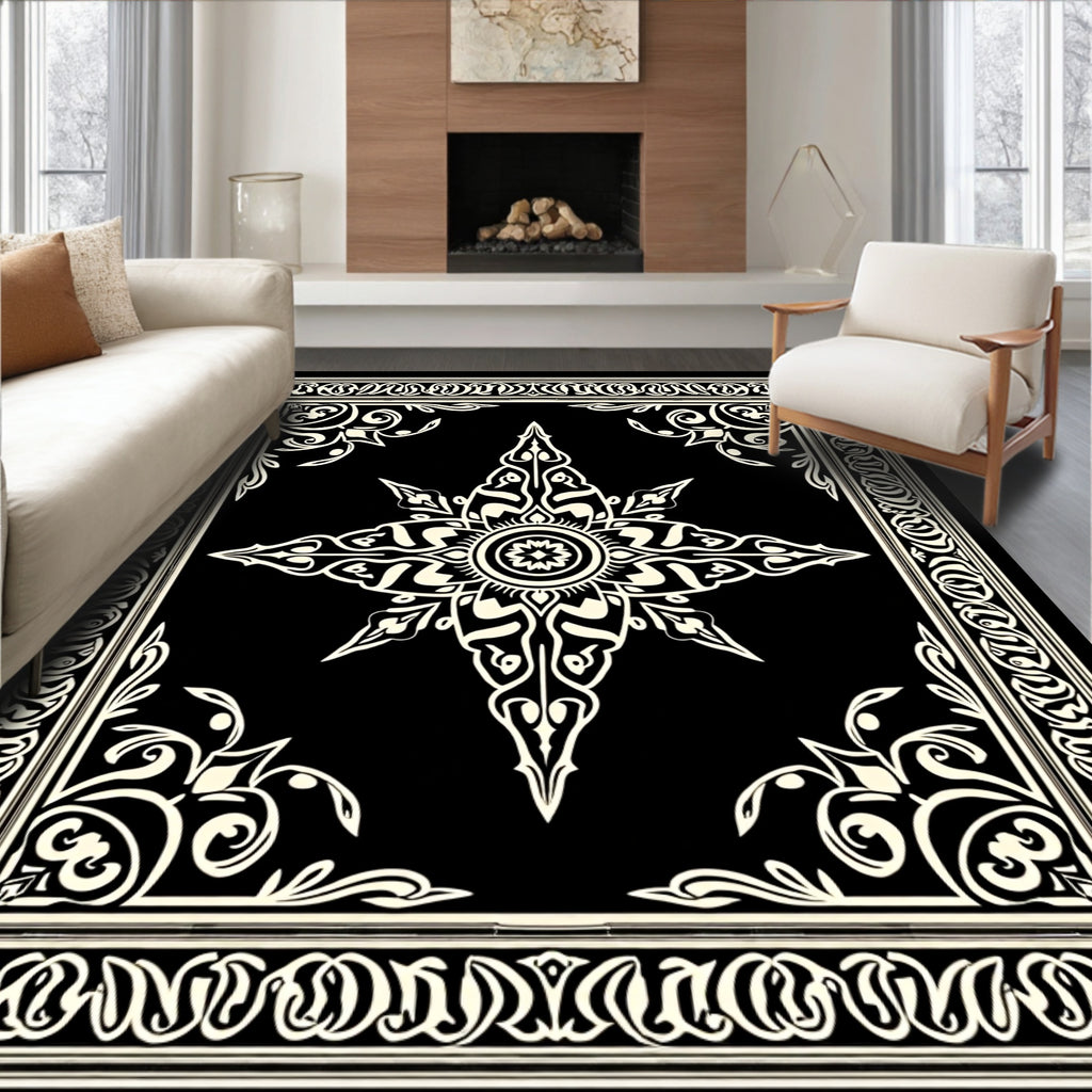 Elegant Floral Starburst Pattern Rug