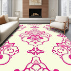 Pink Floral Damask Pattern Rug