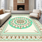 Mandala Inspired Geometric Teal Brown Rug