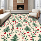 Christmas Tree Berry Vine Pattern Rug