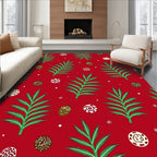 Festive Green Ferns Ornaments Pattern Rug