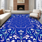 Elegant Blue Floral Symmetry Rug