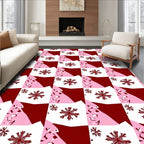 Geometric Pink Red Star Pattern Rug