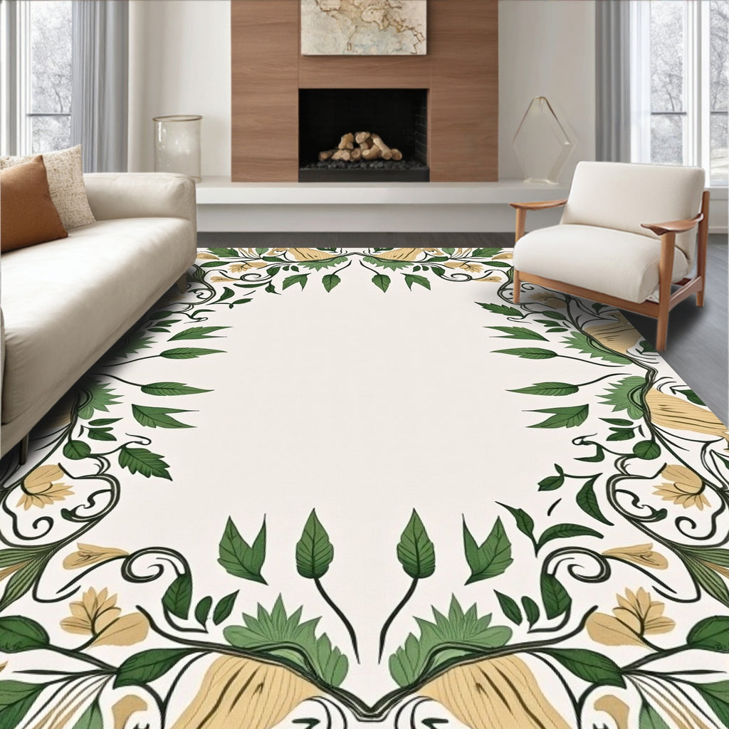 Vine Patterned Floral Botanical Rug