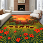 Sunrise Cattle In Lush Green Field Rug