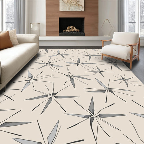 Abstract Starburst Gray Pattern Rug