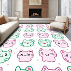 Cute Pastel Cat Faces Pattern Rug
