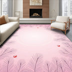 Pink Feather Vines with Red Orbs Rug