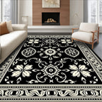 Classic Floral Medallion Contrast Design Rug