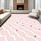 Delicate Pink Wavy Pattern Rug