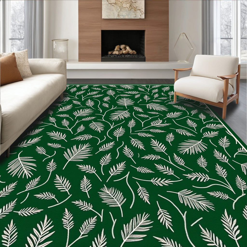 Whimsical Leaf Patterned Design Rug