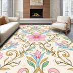 Floral Swirls And Petals Pattern Rug