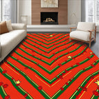 Red, Green, Yellow Chevron Floral Stars Rug