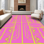 Pink Yellow Floral Whimsical Art Nouveau Rug