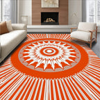 Orange White Radial Sunburst Design Rug
