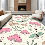 Whimsical Mushrooms Butterflies Moons Pattern Rug