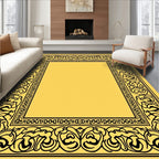 Elegant Black Floral Motif Frame Rug