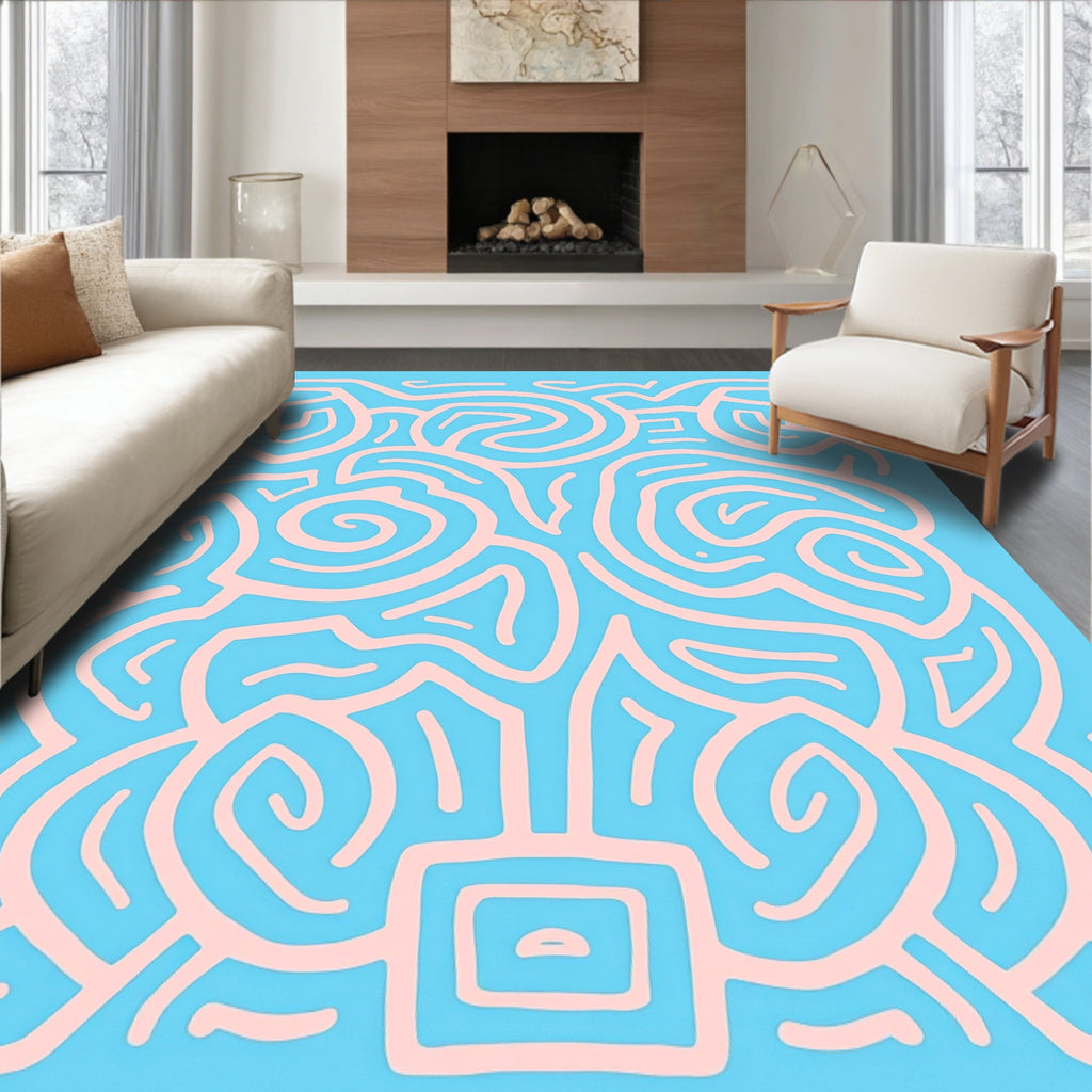 Abstract Swirl Pink Pattern Rug